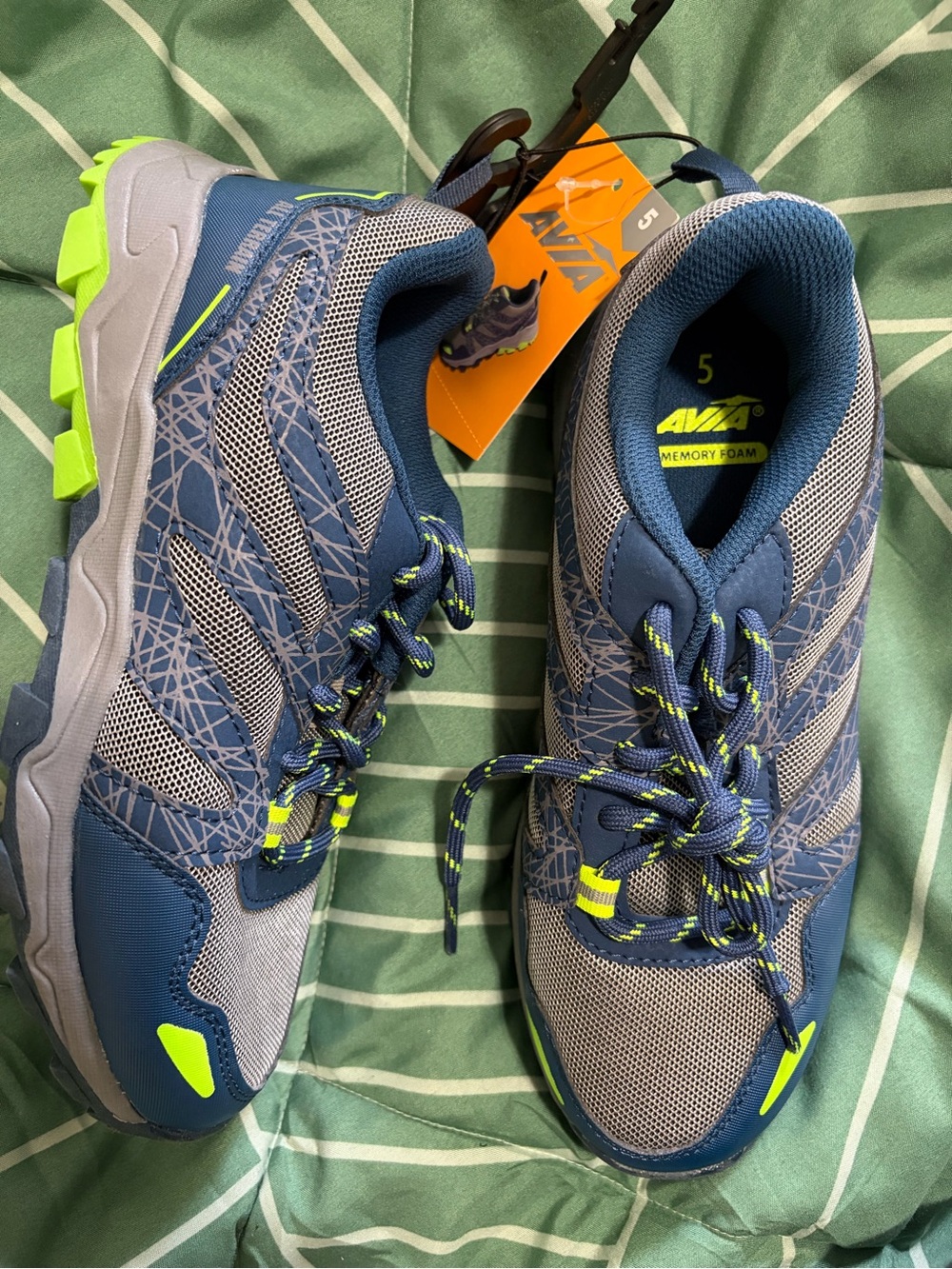 Avia Kids Blue with Neon Green Accent Athletic Sneakers
